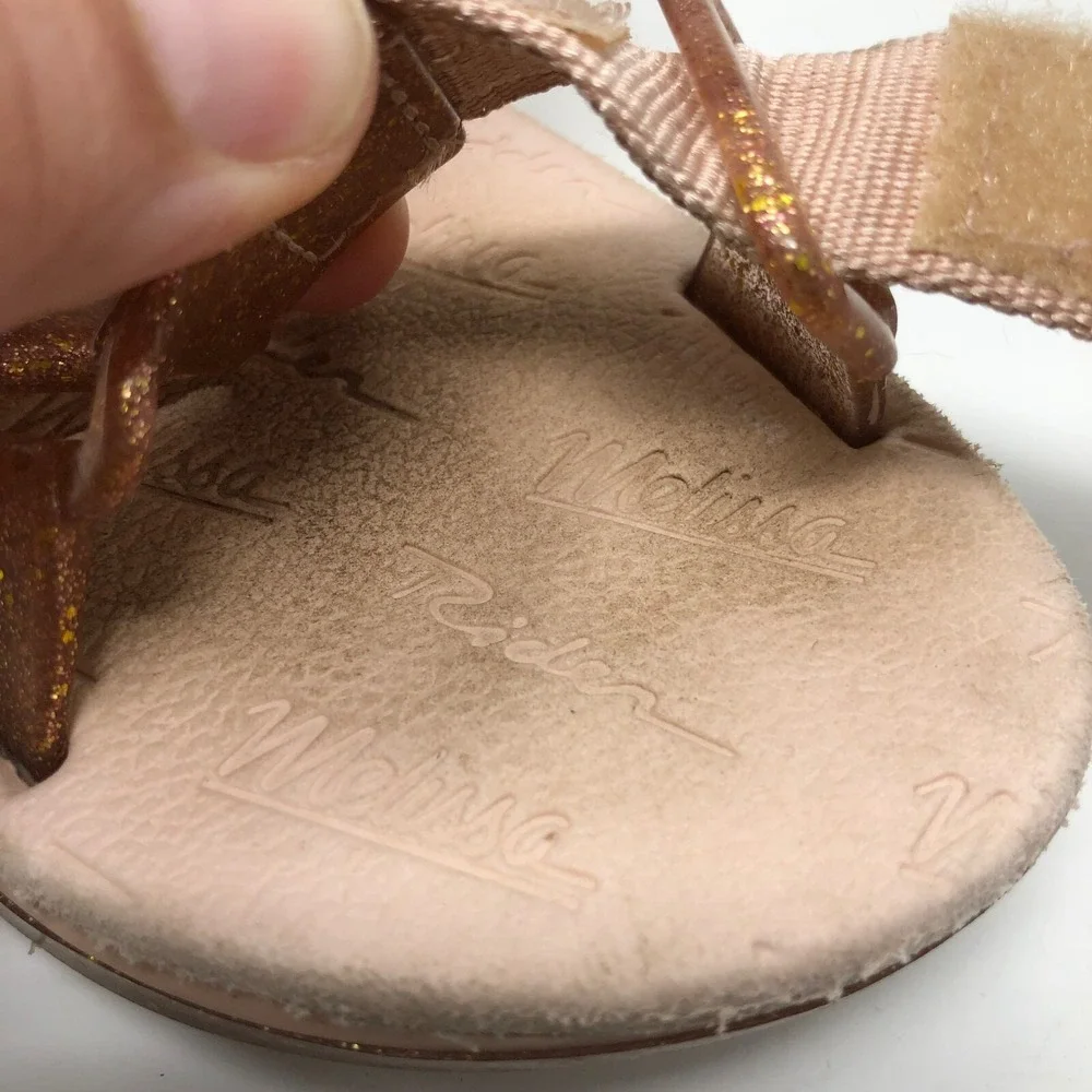 Mini Melissa Papete + Rider Good Times Pink Glitter Strappy Sandal Girls 12